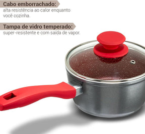 Panela Redstone com Tampa de Vidro 1,4L